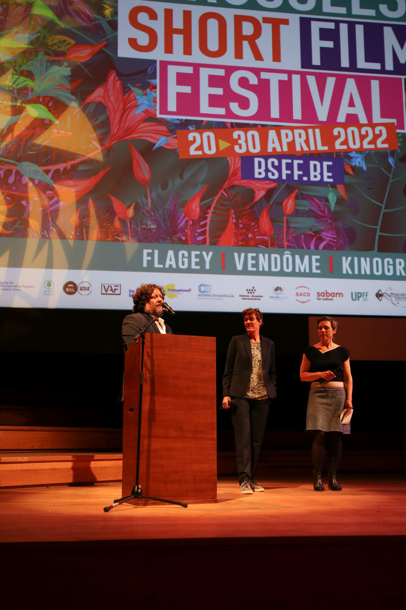 20.04.2022 - Day 1 - Opening Ceremony | Pascal Hologne, Céline Masset (General and Artistic Direction) & Circé Lethem (Professional & Youth activities)